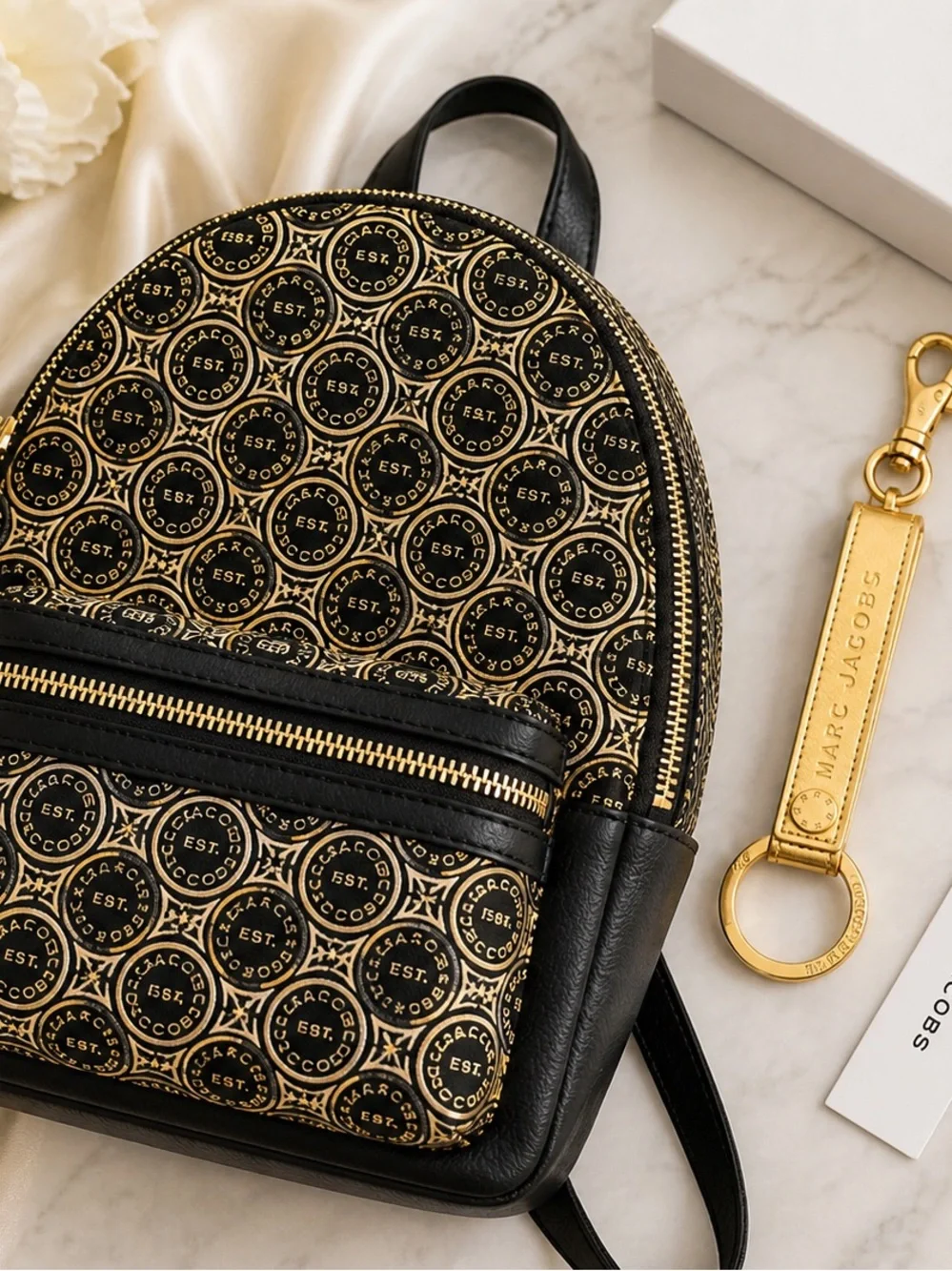 Marc Jacobs Backpack Monogram Canvas Black Multi NWT Luxury Bag $275 Retail MSRP